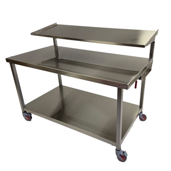 Stainless Steel Tiered Folding Table – open configuration
