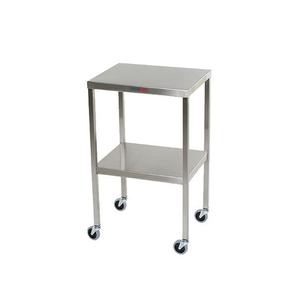 Stainless steel back table — front view
